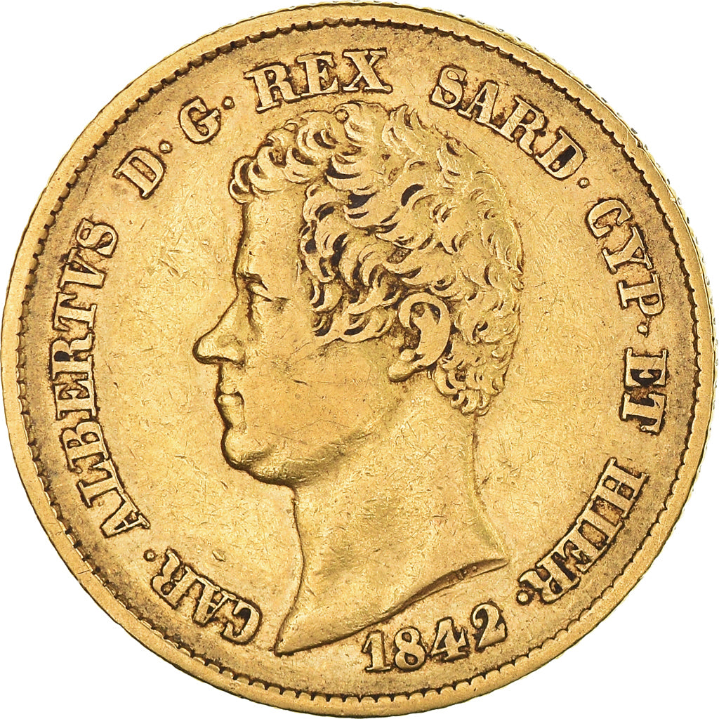 Moneda, Estados italianos, SARDINIA, Carlo Alberto, 20 Lire, 1842, Genoa, MBC