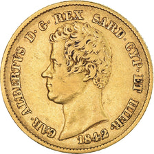 Moneda, Estados italianos, SARDINIA, Carlo Alberto, 20 Lire, 1842, Genoa, MBC