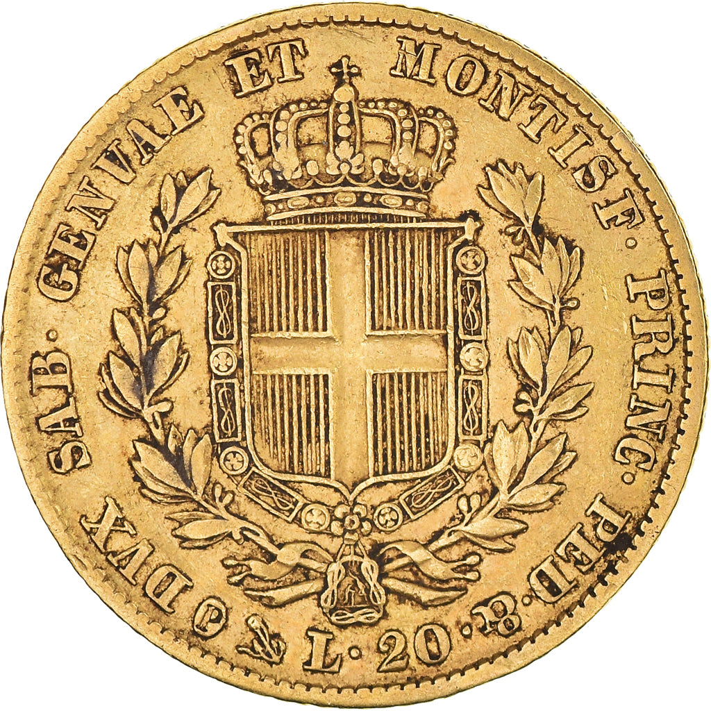 Moneda, Estados italianos, SARDINIA, Carlo Alberto, 20 Lire, 1842, Genoa, MBC