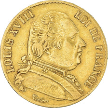 Coin, France, Louis XVIII, Louis XVIII, 20 Francs, 1814, Paris, EF(40-45), Gold