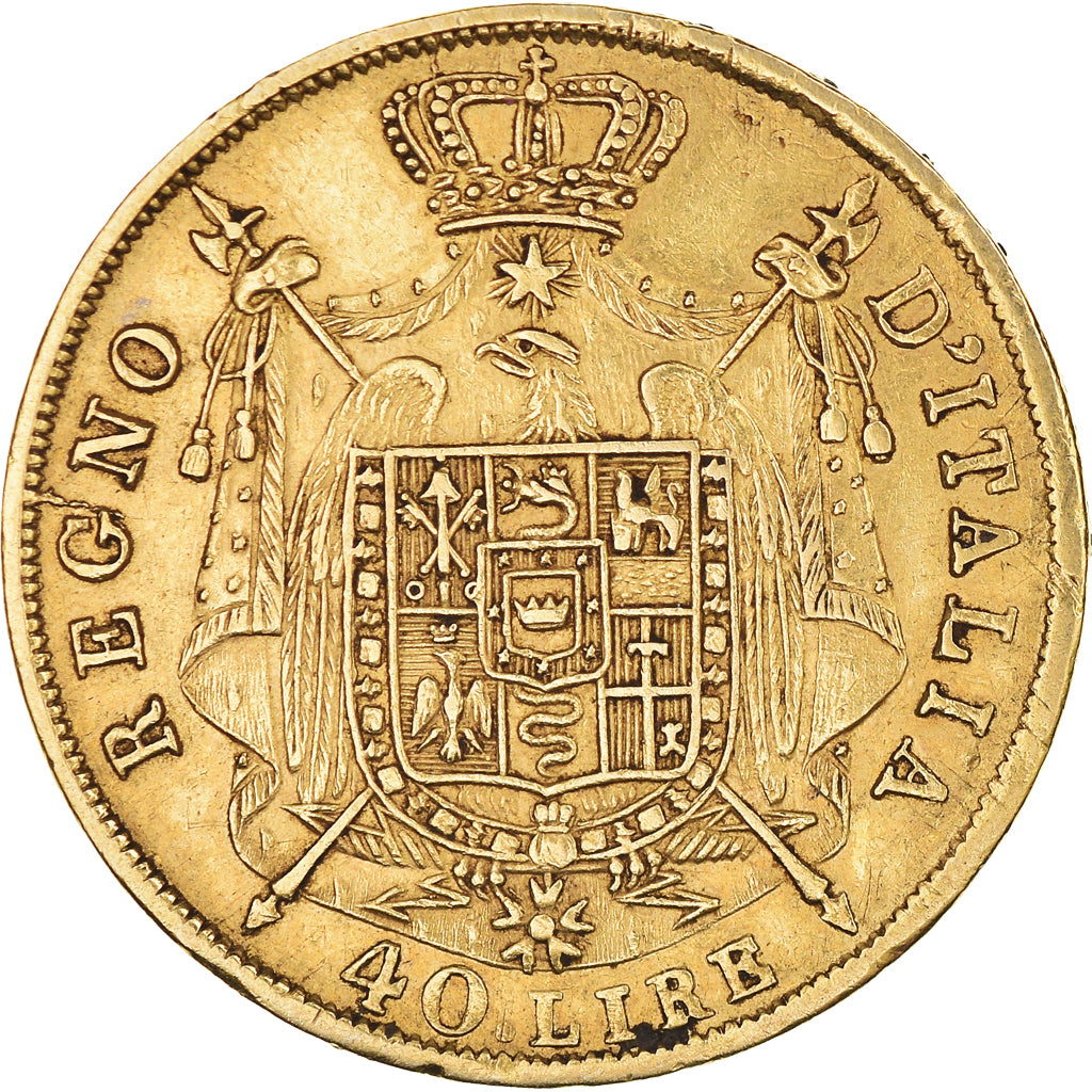 Moneta, STATI ITALIANI, KINGDOM OF NAPOLEON, Napoleon I, 40 Lire, 1814, Milan