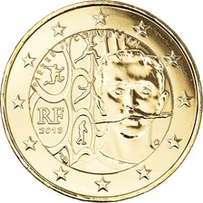 França, Pierre de Coubertin, 2 Euro, 2013, gold-plated coin, MS(63)