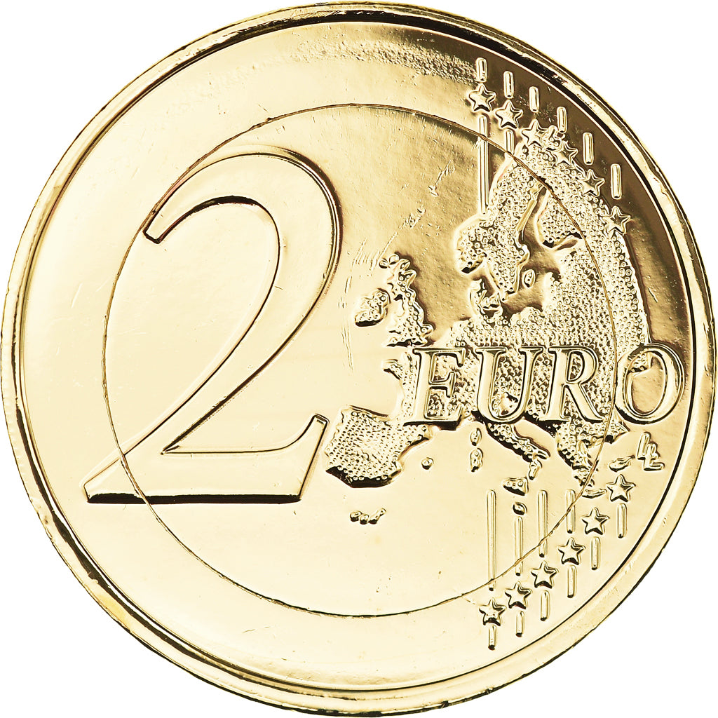 France, Pierre de Coubertin, 2 Euro, 2013, gold-plated coin, MS(63)
