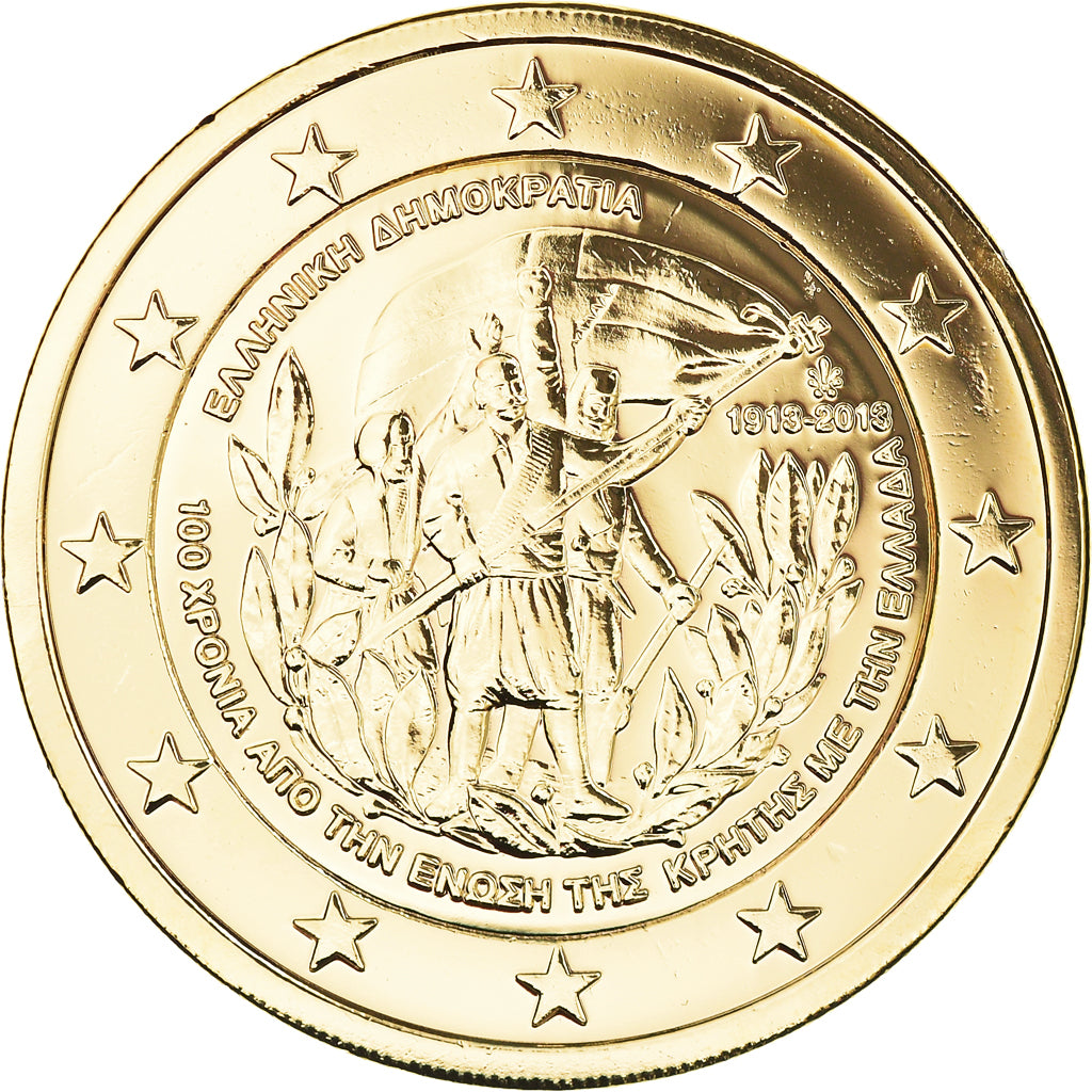 Greece, 2 Euro, Crète - Grèce, 2013, Athens, gold-plated coin, MS(63)
