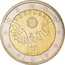 Portugal, 2 Euro, 25 de Abril, 2014, EBC, Bimetálico, KM:844