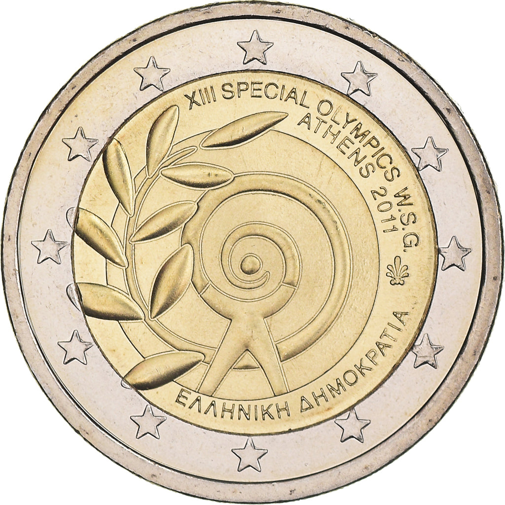 Greece, 2 Euro, Special Olympics - Athens, 2011, MS(63), Bi-Metallic, KM:239