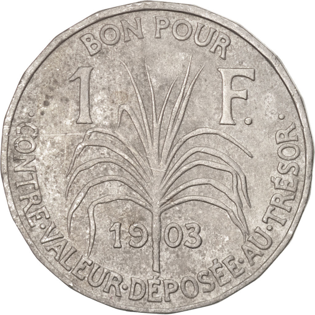 GUADELOUPE, Franc, 1903, KM #46, VF(30-35), Copper-Nickel, 25, Lecompte #57,...