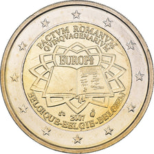 Belgium, 2 Euro, Traité de Rome 50 ans, 2007, Brussels, AU(50-53), Bi-Metallic