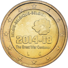 Bélgica, 2 Euro, The Great War Centenary, 2014, AU(55-58), Bimetálico