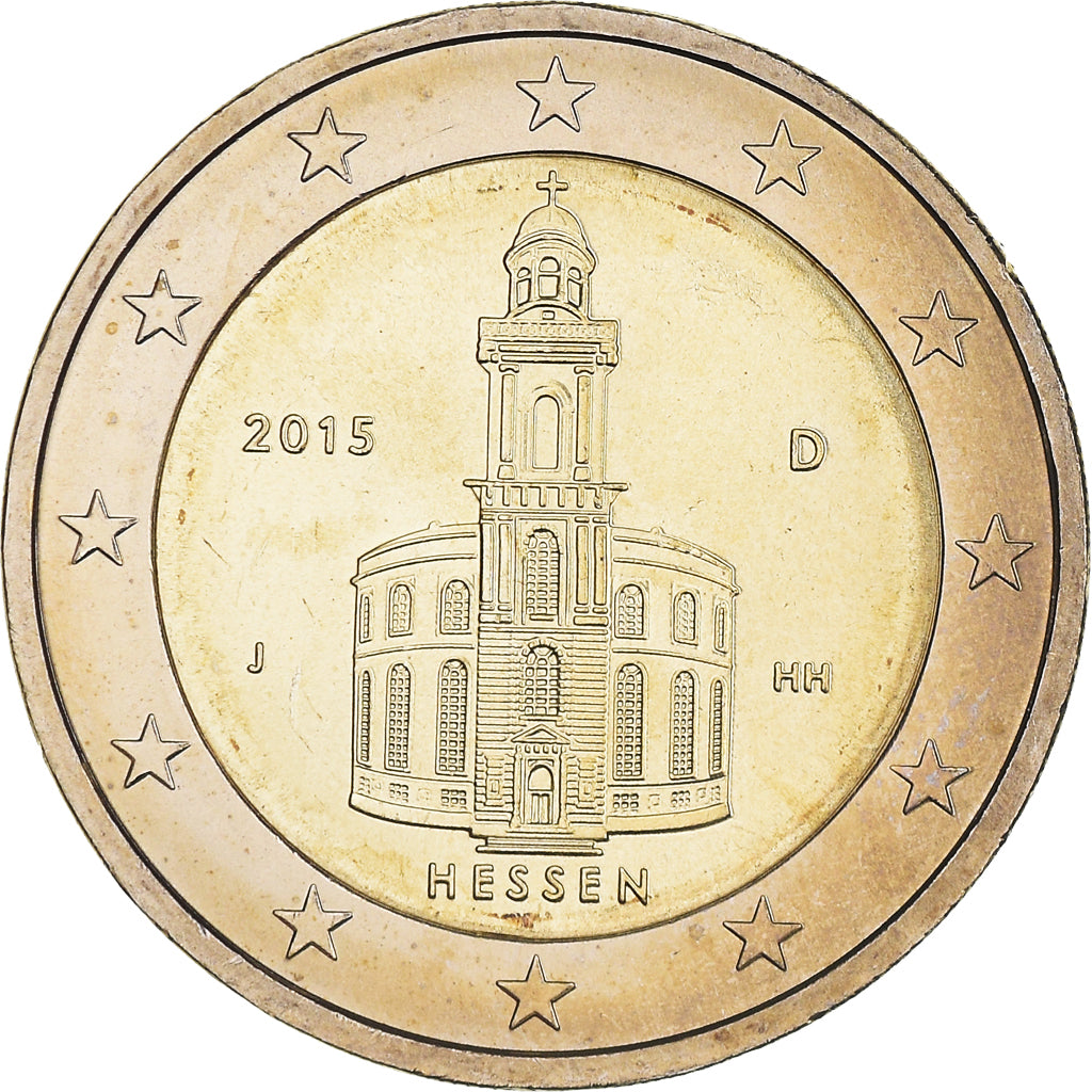 Niemcy, 2 Euro, Hessen, 2015, Hambourg, AU(55-58), Bimetaliczny, KM:New