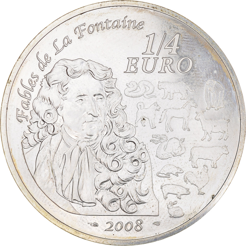 Frankrijk, 1/4 Euro, 2008, Lunar New Year - Year of the Rat, UNC-, Zilver
