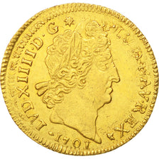 Louis XIV, Louis d'or aux 8 L et aux insignes, 1701 B, Rouen, Gadoury 253