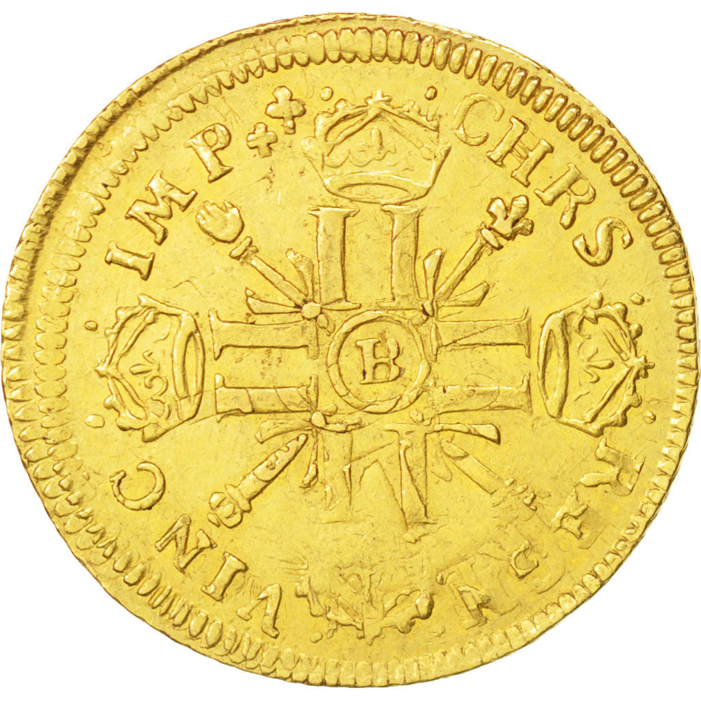Louis XIV, Louis d'or aux 8 L et aux insignes, 1701 B, Rouen, Gadoury 253