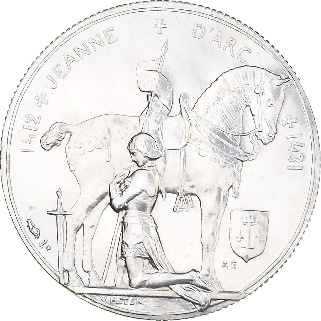 Francia, medaglia, Jeanne d'Arc, History, 1981, V. Peter, SPL, Argento