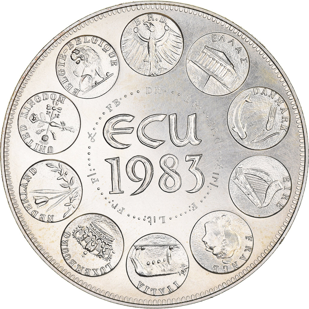 França, Medal, Ecu Euro, EUROPA, 1983, Rodier, MS(65-70), Prata