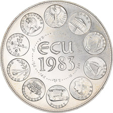 França, Medal, Ecu Euro, EUROPA, 1983, Rodier, MS(65-70), Prata