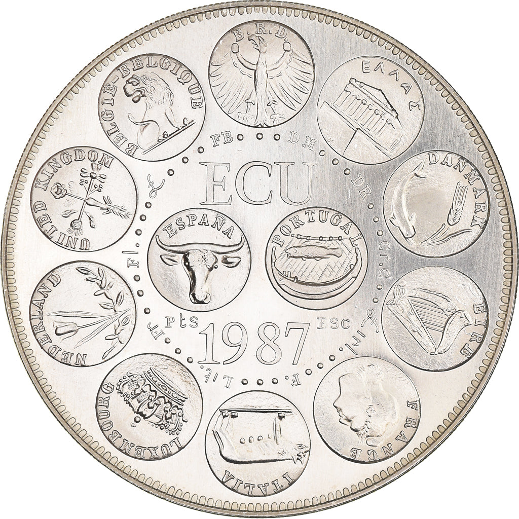 Francia, medaglia, Ecu Europa, Marianne, 1987, Rodier, FDC, Argento