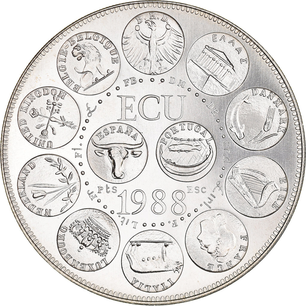 Frankreich, Medaille, Ecu Europa, Marianne, 1988, Rodier, STGL, Silber