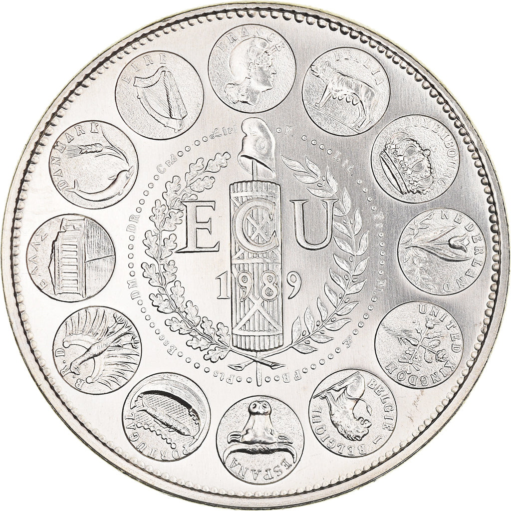 França, Medal, Ecu Europa, Marianne, 1989, Rodier, MS(65-70), Prata