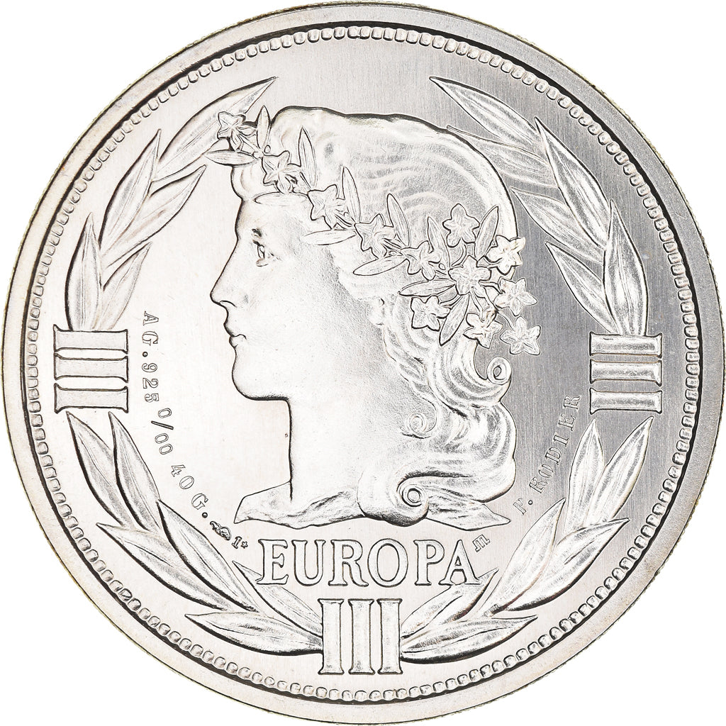 França, Medal, Ecu Europa, Marianne, 1989, Rodier, MS(65-70), Prata