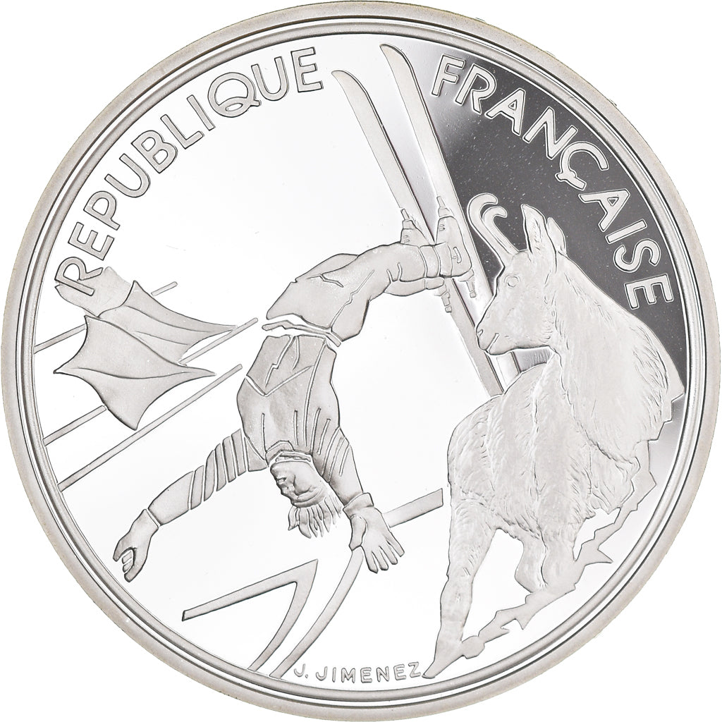Moneda, Francia, JO Albertville 92, 100 Francs, 1990, FDC, Plata, KM:983