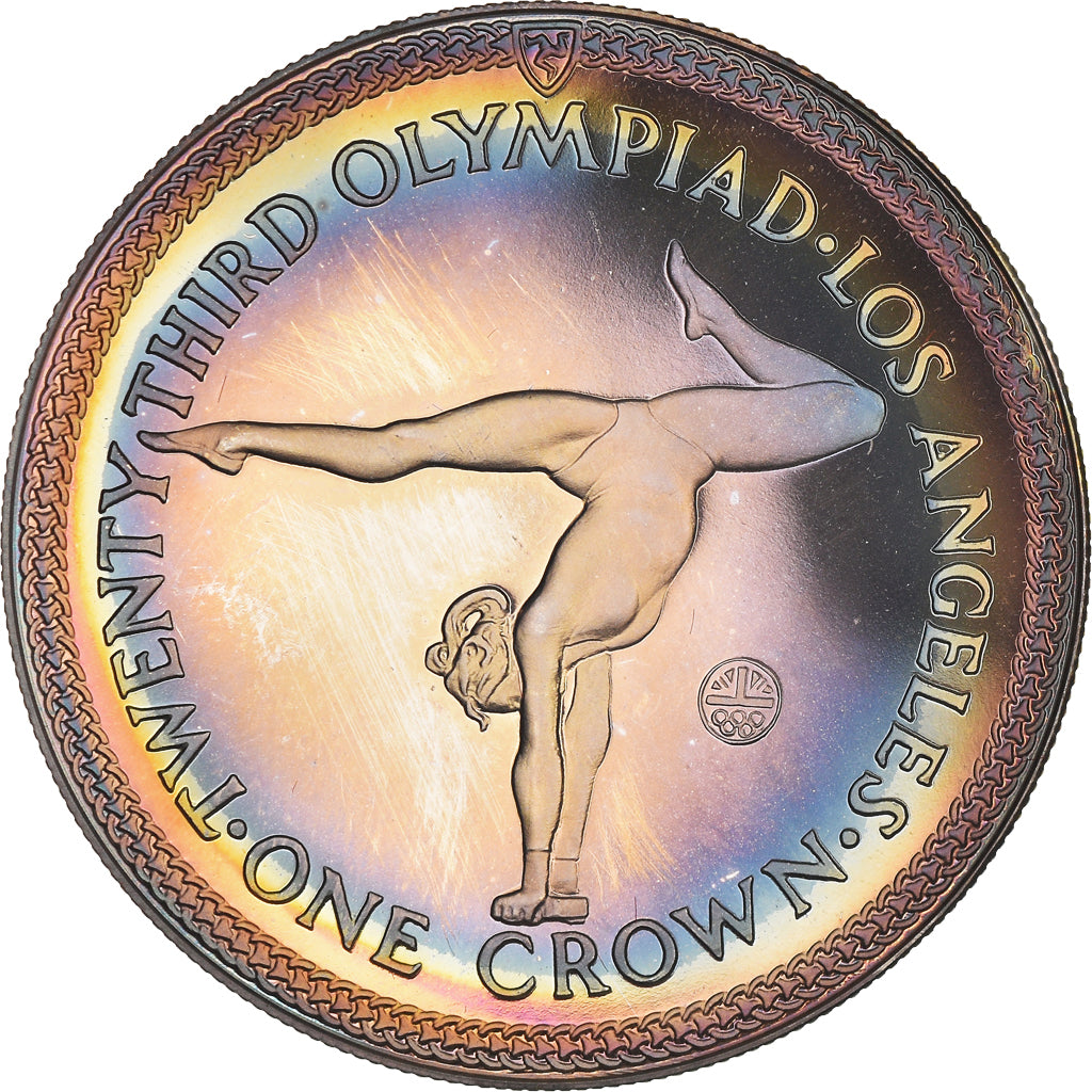 Münze, Isle of Man, Elizabeth II, Crown, 1984, Pobjoy Mint, Iridescent toning
