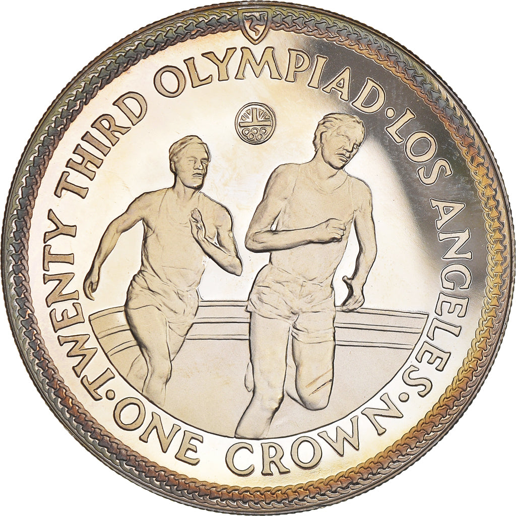 Munten, Eiland Man, Elizabeth II, Olympic Games, Crown, 1984, Pobjoy Mint, UNC-