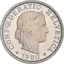 Coin, Switzerland, 20 Rappen, 1980, Bern, Proof, MS(65-70), Copper-nickel