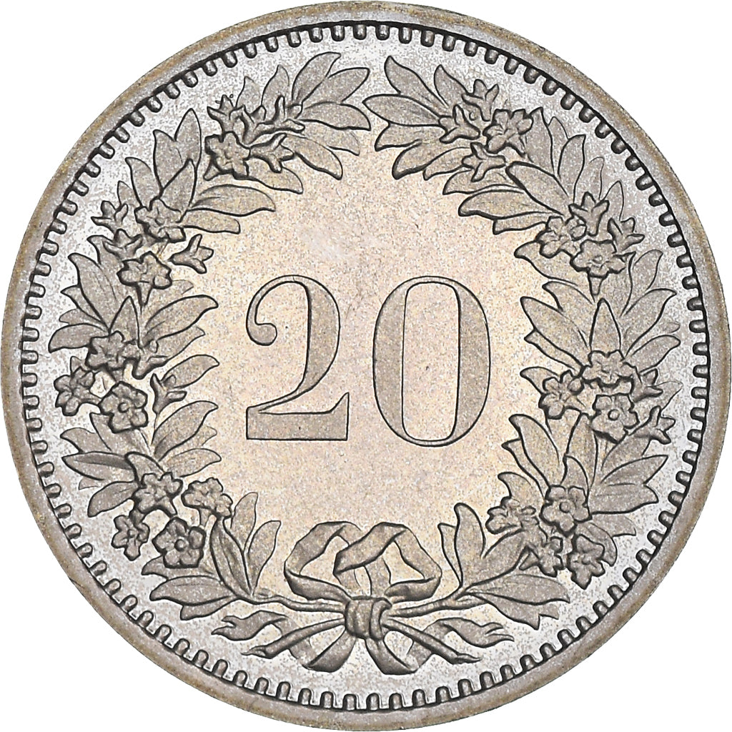 Coin, Switzerland, 20 Rappen, 1980, Bern, Proof, MS(65-70), Copper-nickel