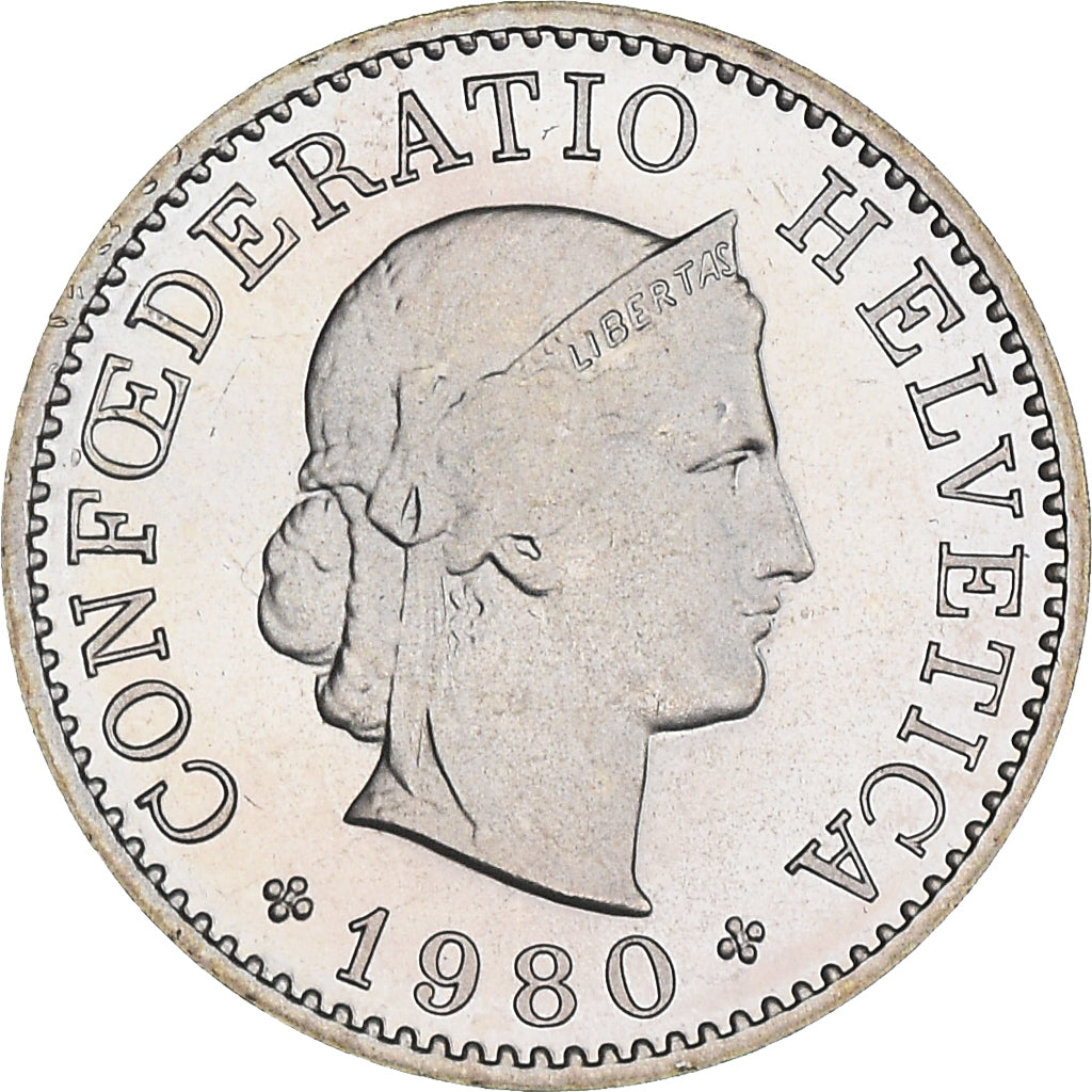 Coin, Switzerland, 5 Rappen, 1980, Bern, Proof, MS(65-70), Copper-nickel, KM:26