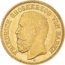 Moeda, Estados Alemães, BADEN, Friedrich I, 5 Mark, 1877, KARLSRUHE, MS(64)