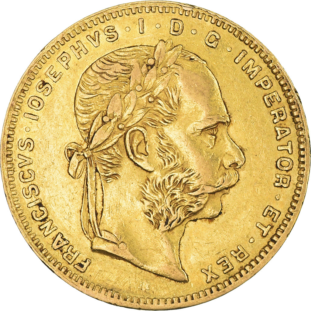 Coin, Austria, Franz Joseph I, 8 Florins-20 Francs, 1874, EF(40-45), Gold