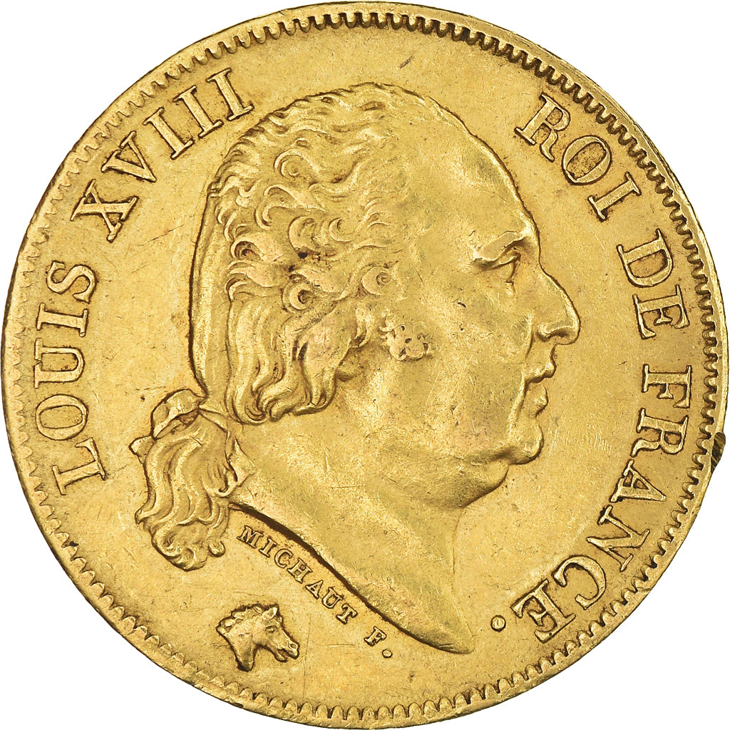 Moneta, Francja, Louis XVIII, Louis XVIII, 40 Francs, 1818, Lille, AU(50-53)