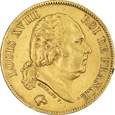 Moeda, França, Louis XVIII, Louis XVIII, 40 Francs, 1818, Lille, AU(50-53)
