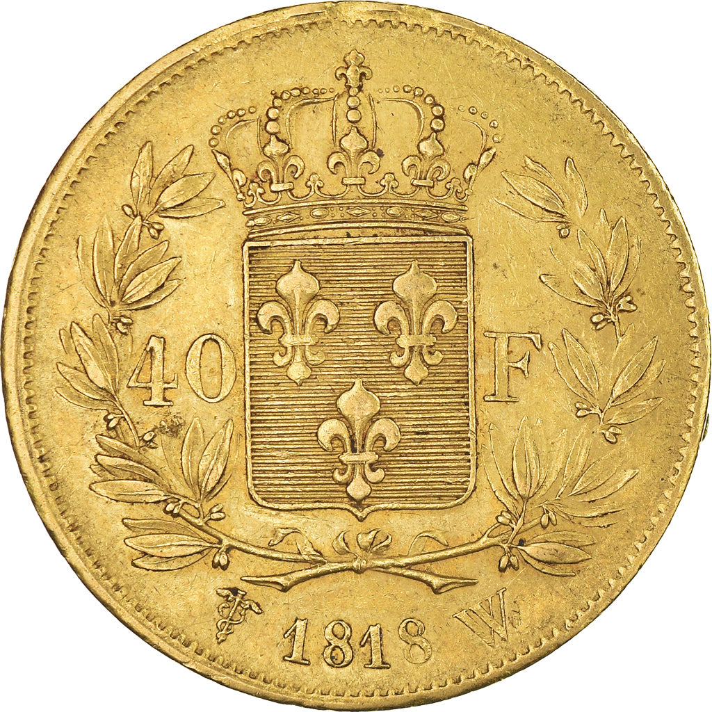 Moneta, Francja, Louis XVIII, Louis XVIII, 40 Francs, 1818, Lille, AU(50-53)