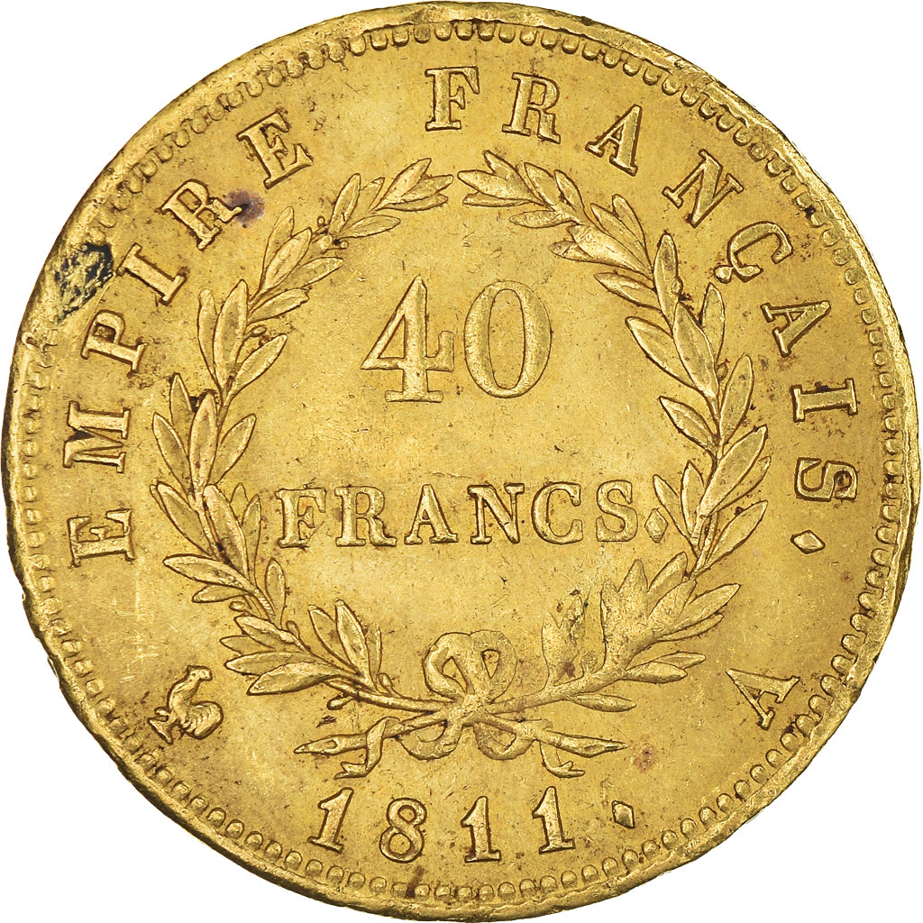 Münze, Frankreich, Napoléon I, 40 Francs, 1811, Paris, SS+, Gold, KM:696.1