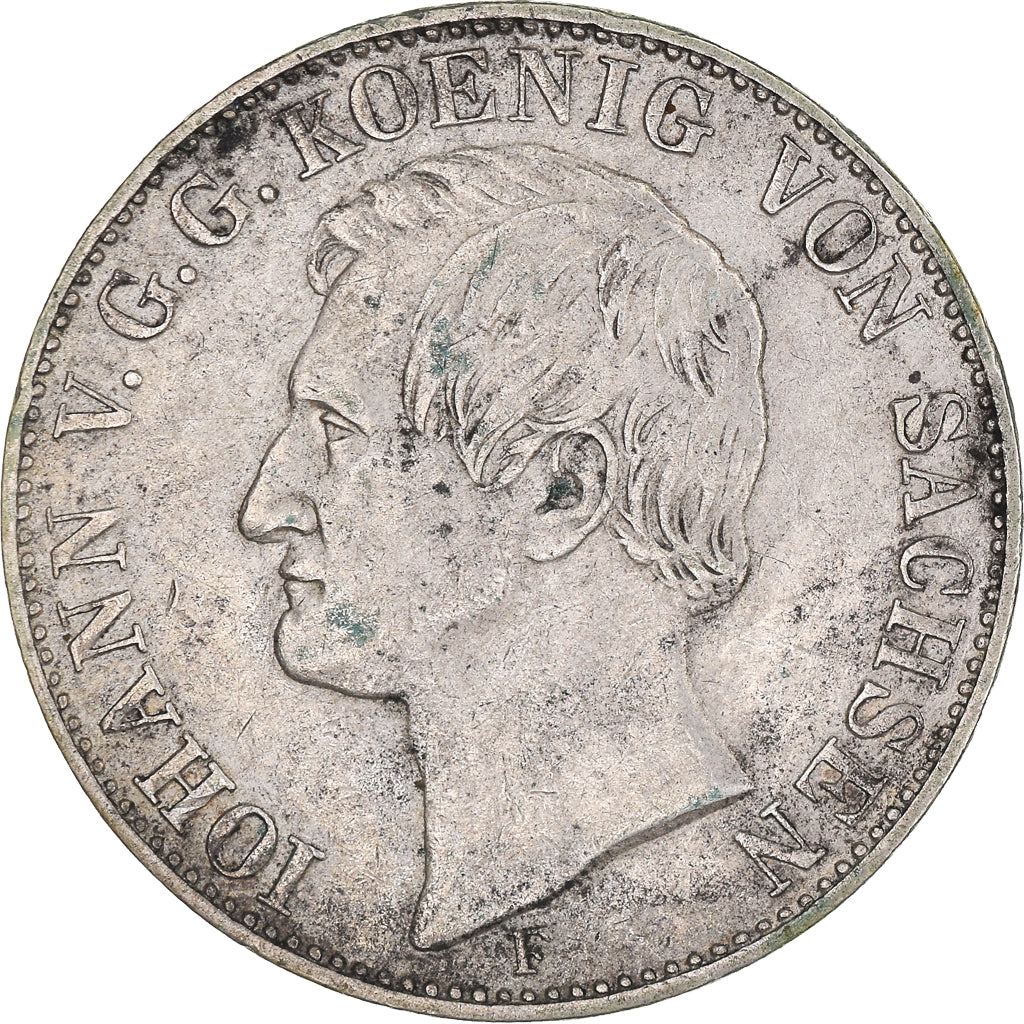 Coin, German States, SAXONY-ALBERTINE, Johann, Thaler, 1858, Dresden, EF(40-45)