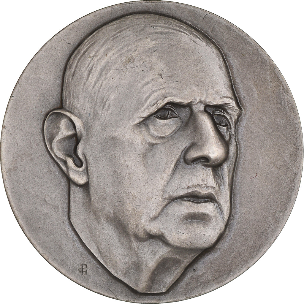 France, Medal, French Fifth Republic, History, Charles de Gaulle, MS(64), Silver
