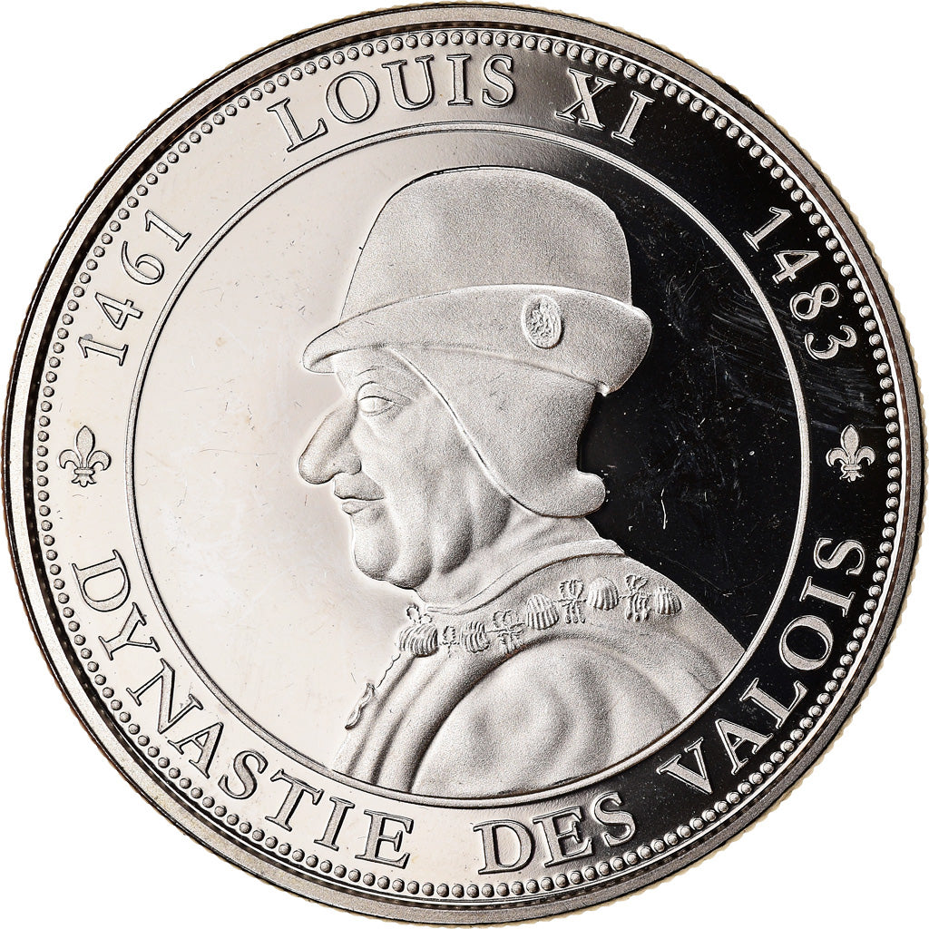 France, Medal, Les Rois de France, Louis XI, History, MS(65-70), Copper-nickel