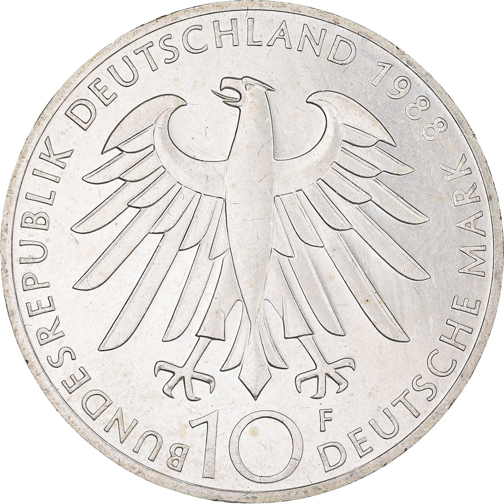 Coin, GERMANY - FEDERAL REPUBLIC, 10 Mark, 1988, Stuttgart, Germany, MS(60-62)