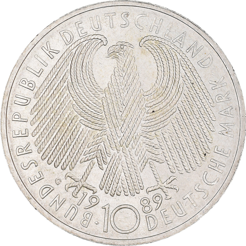 Coin, GERMANY - FEDERAL REPUBLIC, 10 Mark, 1989, Karlsruhe, Germany, MS(63)