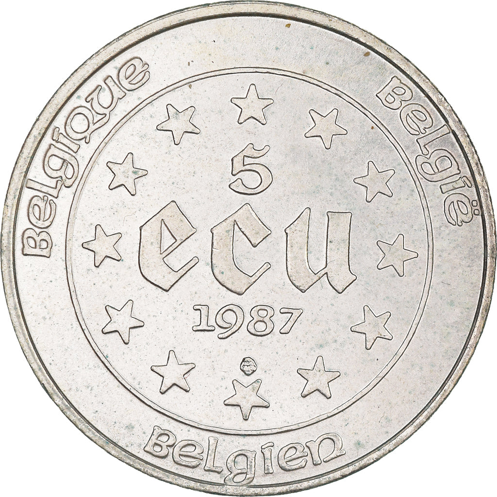 Munten, België, 5 Ecu, 1987, UNC-, Zilver, KM:166