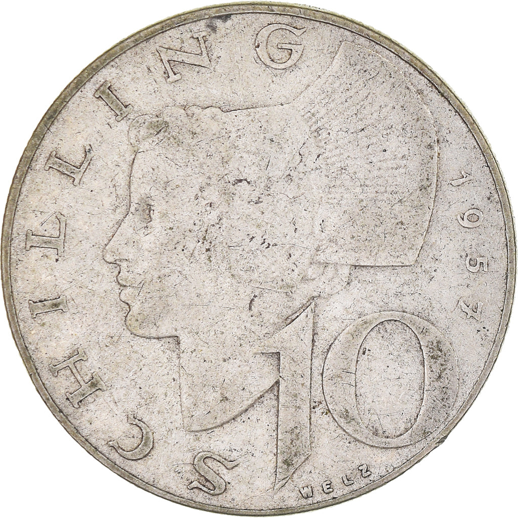 Coin, Austria, 10 Schilling, 1957, VF(30-35), Silver, KM:2882
