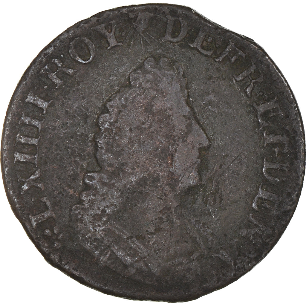 Moneda, Francia, Louis XIV, Quatre deniers de Strasbourg, 4 Deniers, 1696