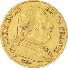 Coin, France, Louis XVIII, Louis XVIII, 20 Francs, 1814, Paris, AU(50-53), Gold