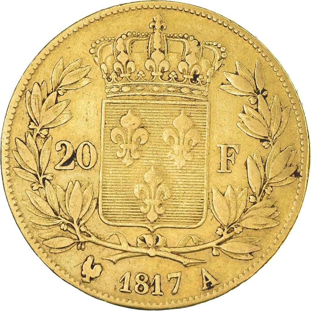 Moneta, Francja, Louis XVIII, 20 Francs, 1817, Paris, EF(40-45), Złoto