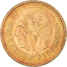 Moneda, México, 2-1/2 Pesos, 1945, Mexico City, SC+, Oro, KM:463