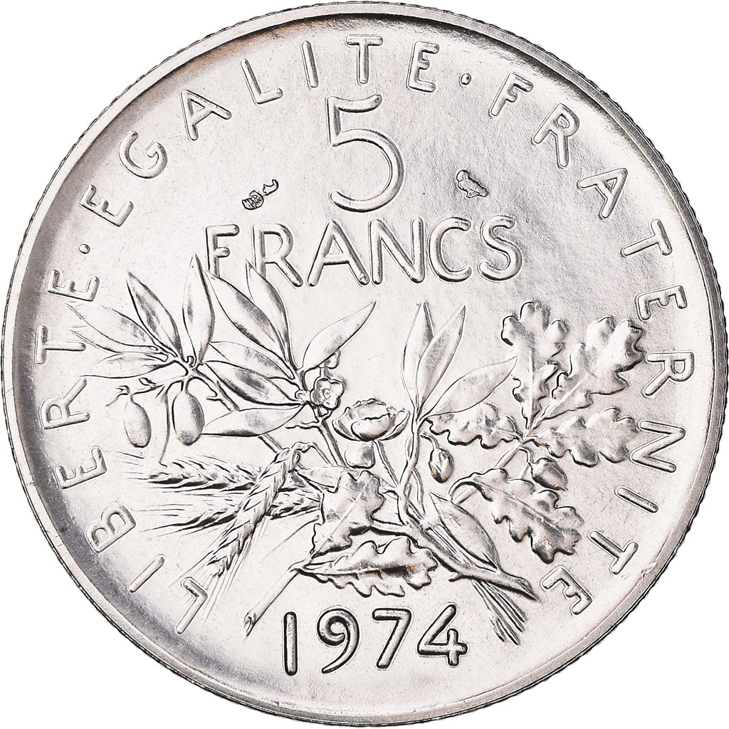 Moneta, Francia, Semeuse, 5 Francs, 1974, Paris, FDC, FDC, Nichel placcato