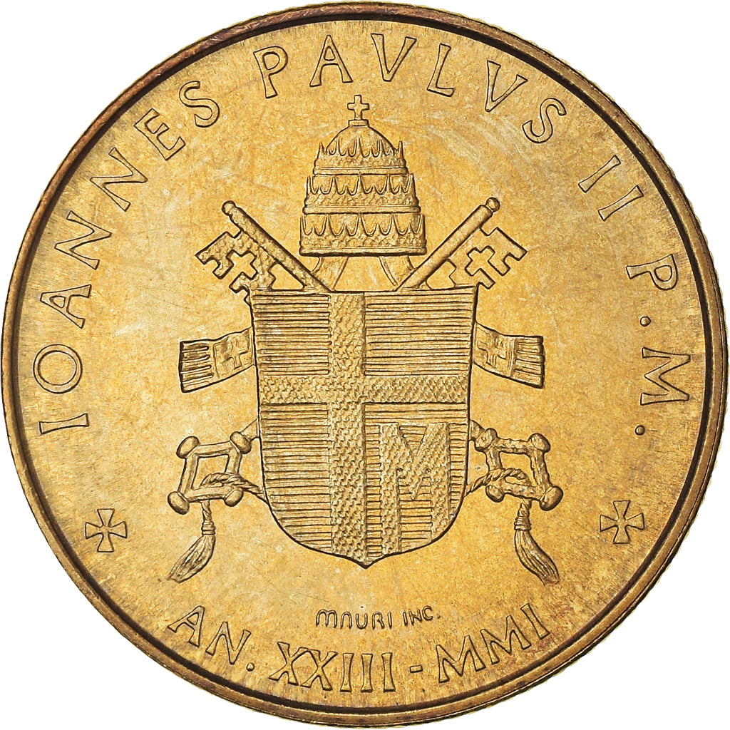 Monnaie, Cité du Vatican, John Paul II, 200 Lire, 2001, Rome, SPL, Laiton
