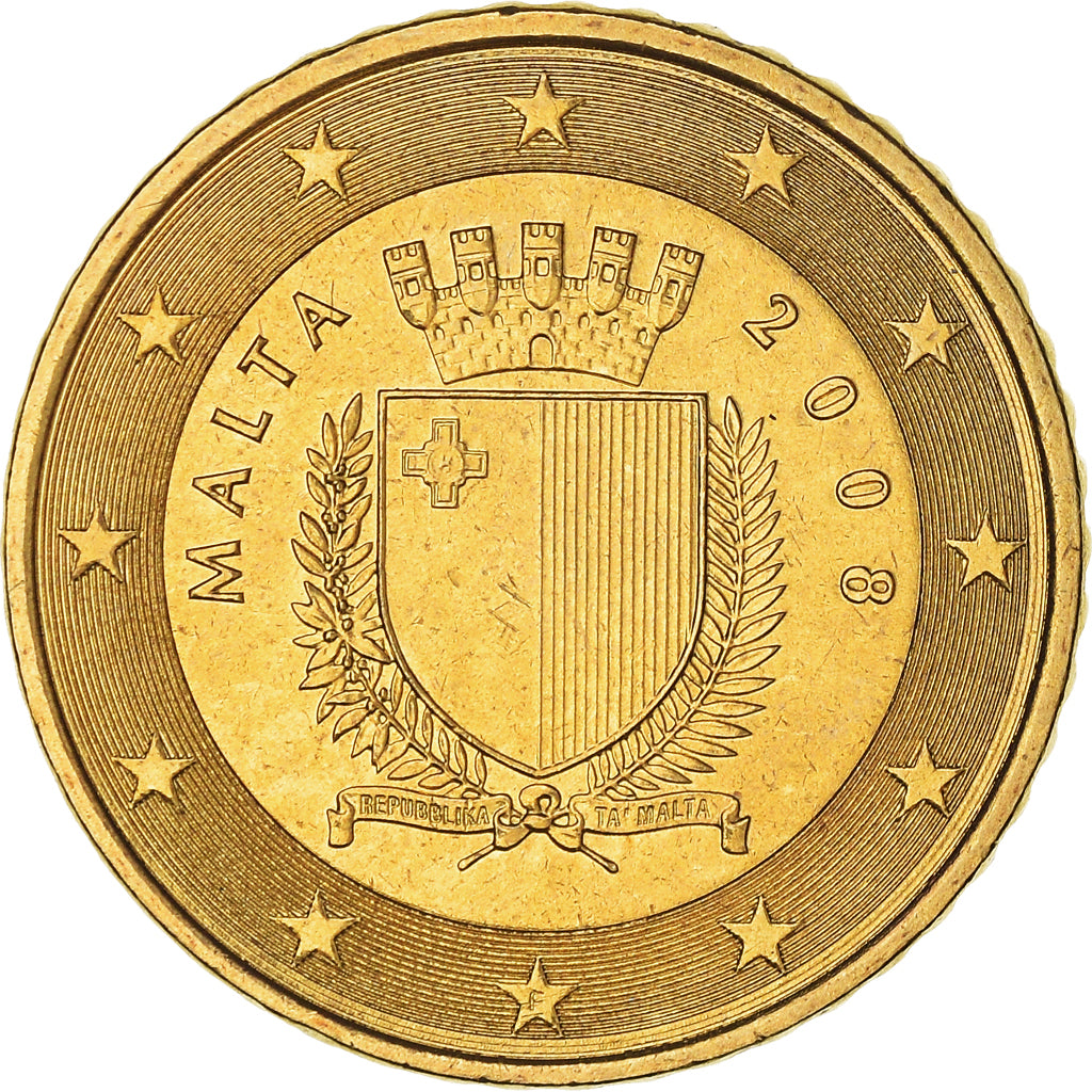 Malta, 50 Euro Cent, 2008, Paris, MS(64), Mosiądz, KM:130